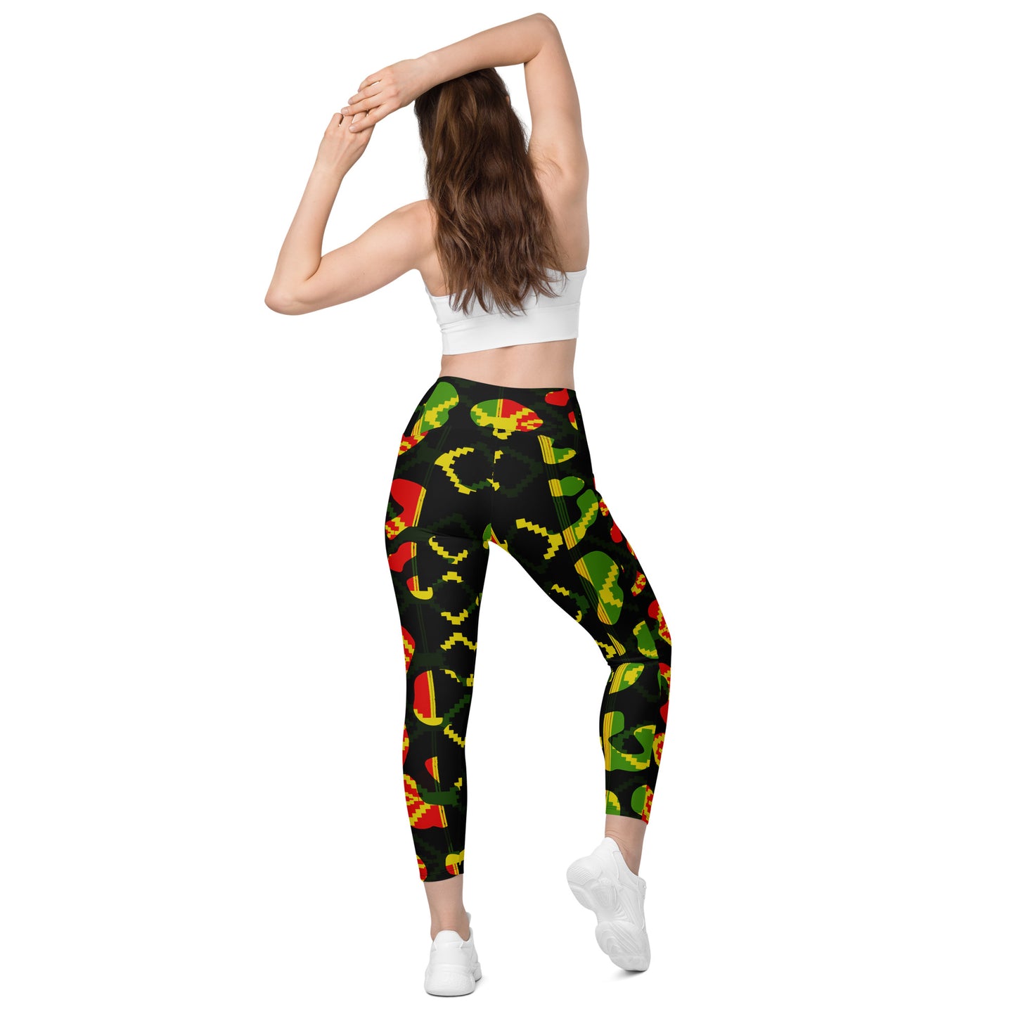 Black Reggae Crossover leggings with pockets