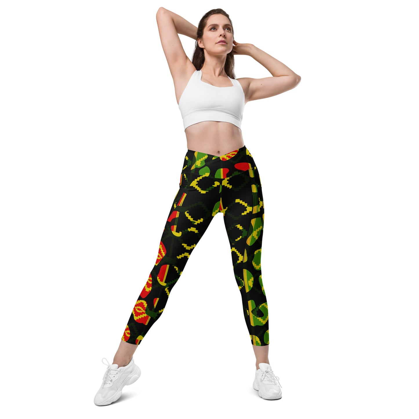 Black Reggae Crossover leggings with pockets