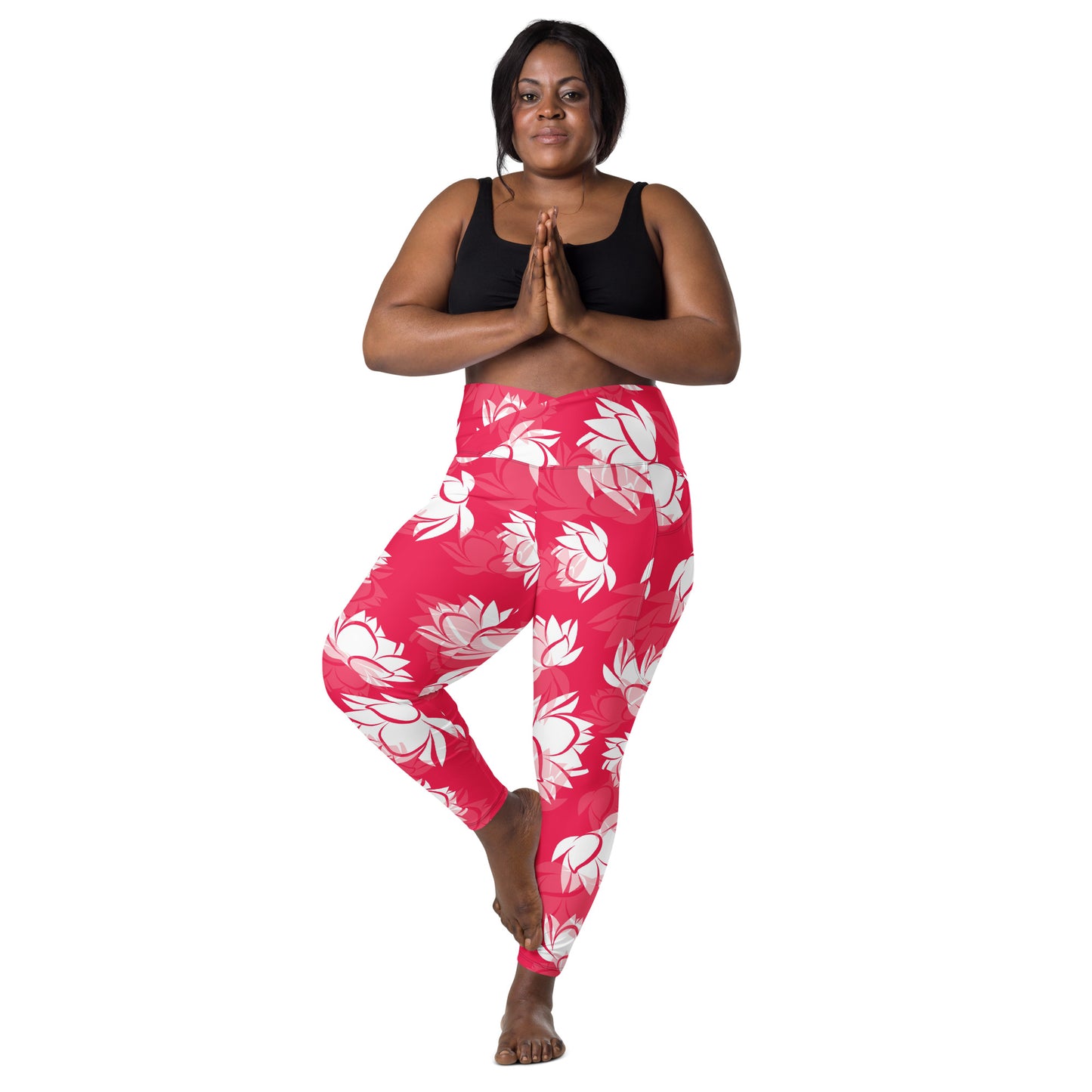 Red Lotus Crossover leggings with pockets