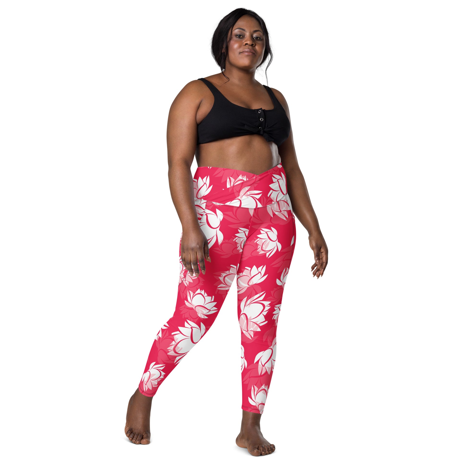 Red Lotus Crossover leggings with pockets
