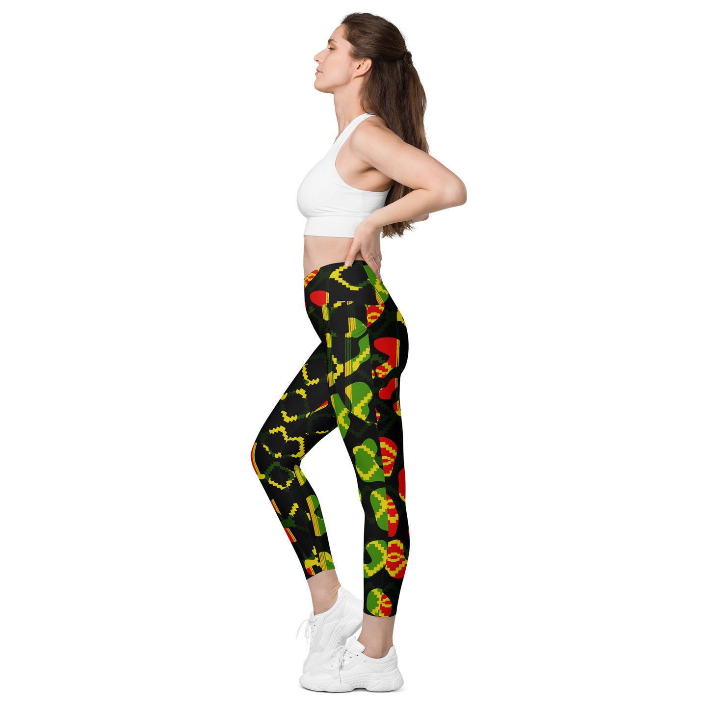 Black Reggae Crossover leggings with pockets