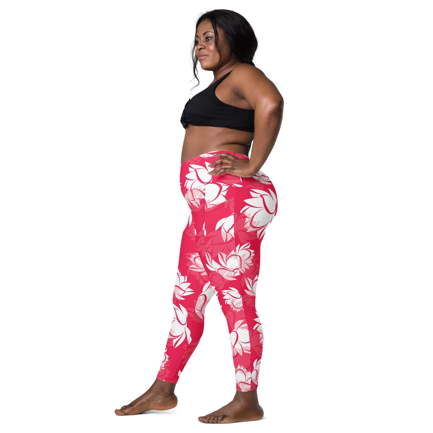 Red Lotus Crossover leggings with pockets