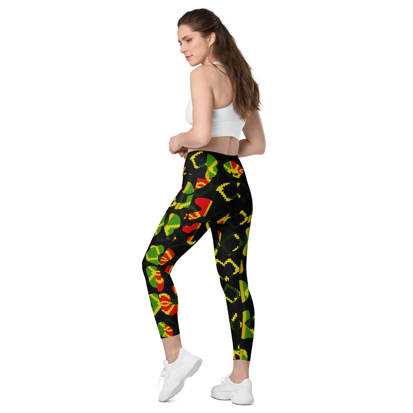Black Reggae Crossover leggings with pockets