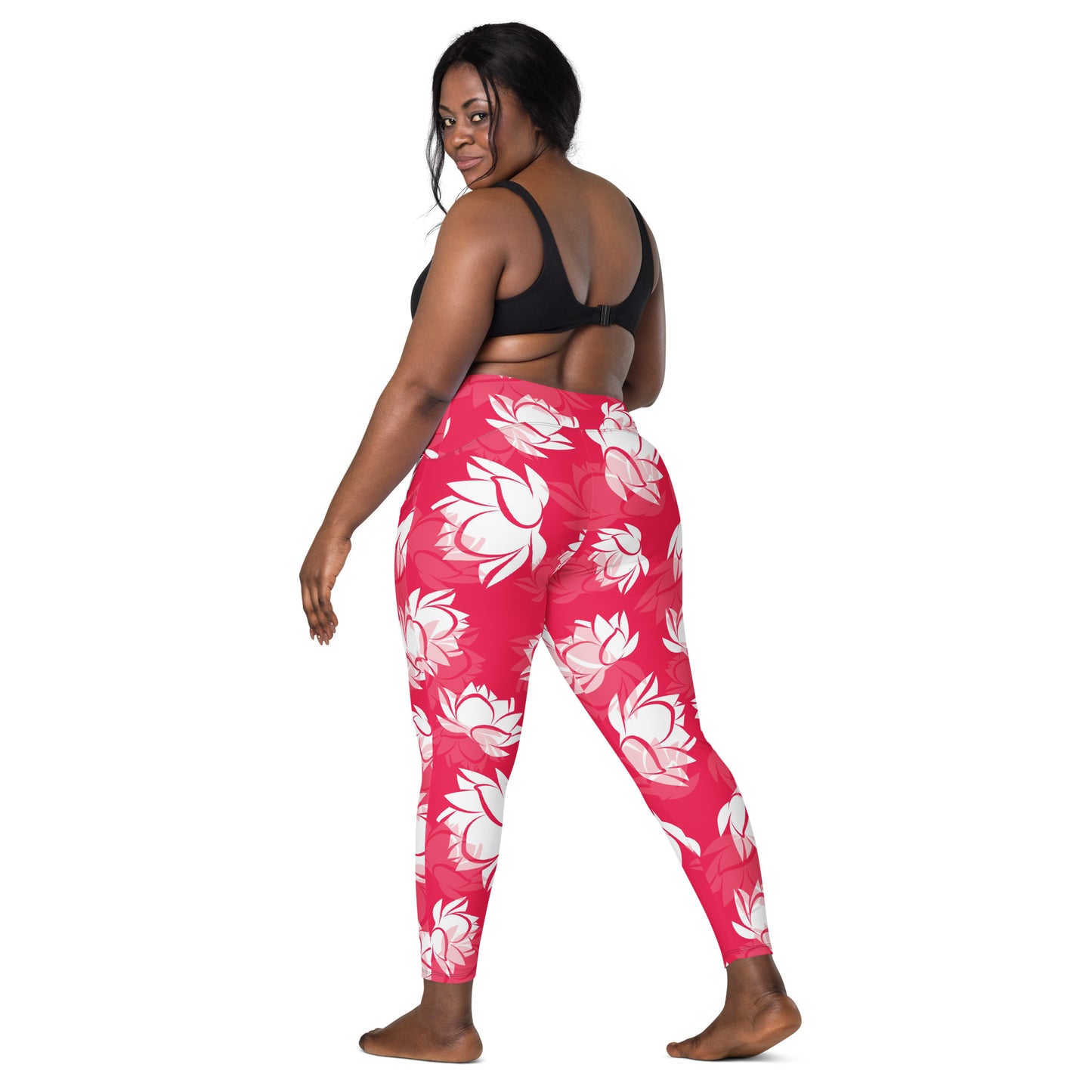 Red Lotus Crossover leggings with pockets