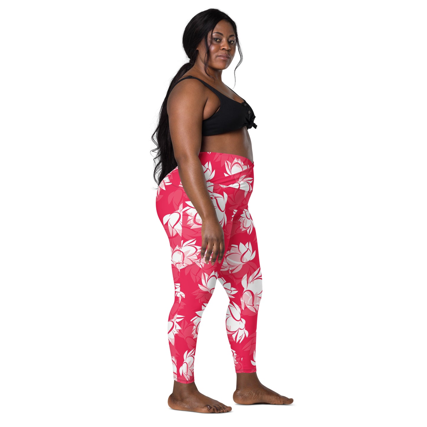Red Lotus Crossover leggings with pockets