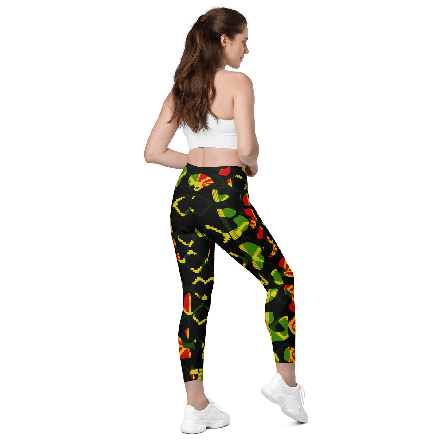Black Reggae Crossover leggings with pockets