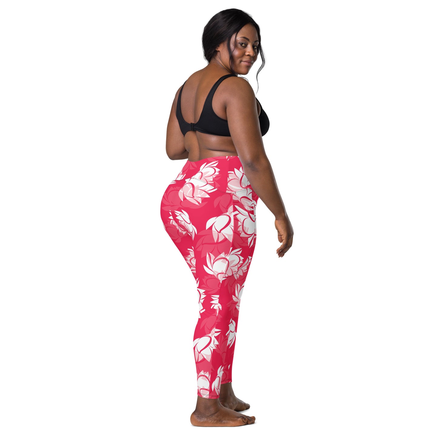 Red Lotus Crossover leggings with pockets